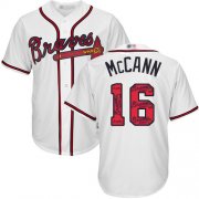 Wholesale Cheap Braves #16 Brian McCann White Team Logo Fashion Stitched MLB Jersey