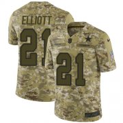 Wholesale Cheap Nike Cowboys #21 Ezekiel Elliott Camo Youth Stitched NFL Limited 2018 Salute to Service Jersey