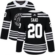 Wholesale Cheap Adidas Blackhawks #20 Brandon Saad Black Authentic 2019 Winter Classic Women's Stitched NHL Jersey