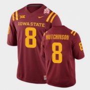 Wholesale Cheap Men Iowa State Cyclones #8 Xavier Hutchinson 2021 Fiesta Bowl Cardinal College Football Jersey