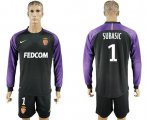 Wholesale Cheap Monaco #1 Subasic Black Goalkeeper Long Sleeves Soccer Club Jersey