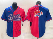 Wholesale Cheap Men's Buffalo Bills #17 Josh Allen Blue Red Two Tone With Patch Cool Base Stitched Baseball Jersey