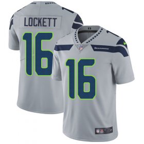 Wholesale Cheap Nike Seahawks #16 Tyler Lockett Grey Alternate Men\'s Stitched NFL Vapor Untouchable Limited Jersey
