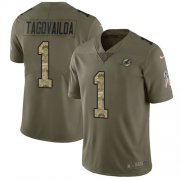 Wholesale Cheap Nike Dolphins #1 Tua Tagovailoa Olive/Camo Youth Stitched NFL Limited 2017 Salute To Service Jersey