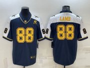 Wholesale Cheap Men's Dallas Cowboys #88 CeeDee Lamb Navy Gold Edition With 1960 Patch Limited Stitched Football Jersey