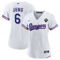 Women's Texas Rangers #6 Josh Jung White 2023 World Series Stitched Baseball Jersey(Run Small)