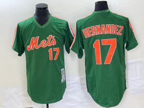 Wholesale Cheap Men\'s New York Mets #17 Keith Hernandez Green Mesh Throwback Jersey