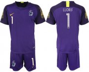 Wholesale Cheap France #1 LLORIS Purple Goalkeeper Soccer Country Jersey