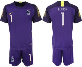Wholesale Cheap France #1 LLORIS Purple Goalkeeper Soccer Country Jersey