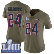 Wholesale Cheap Nike Patriots #24 Stephon Gilmore Olive Super Bowl LIII Bound Women's Stitched NFL Limited 2017 Salute to Service Jersey
