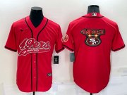 Wholesale Cheap Men's San Francisco 49ers Red Team Big Logo With Patch Cool Base Stitched Baseball Jersey