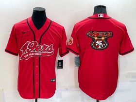 Wholesale Cheap Men\'s San Francisco 49ers Red Team Big Logo With Patch Cool Base Stitched Baseball Jersey