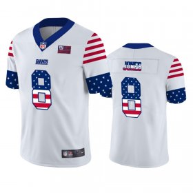 Wholesale Cheap New York Giants #8 Daniel Jones White Men\'s Nike Team Logo USA Flag Vapor Untouchable Limited NFL Jersey