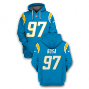 Wholesale Cheap Men's Los Angeles Chargers #97 Joey Bosa Blue 2021 Pullover Hoodie