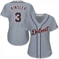 Wholesale Cheap Tigers #3 Ian Kinsler Grey Road Women's Stitched MLB Jersey