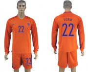 Wholesale Cheap Holland #22 Vorm Home Long Sleeves Soccer Country Jersey
