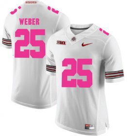 Wholesale Cheap Ohio State Buckeyes 25 Mike Weber White 2018 Breast Cancer Awareness College Football Jersey