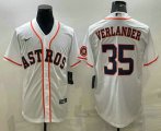 Wholesale Cheap Men's Houston Astros #35 Justin Verlander White With Patch Stitched MLB Cool Base Nike Jersey