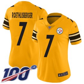 Wholesale Cheap Nike Steelers #7 Ben Roethlisberger Gold Women\'s Stitched NFL Limited Inverted Legend 100th Season Jersey