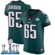 Wholesale Cheap Nike Eagles #65 Lane Johnson Midnight Green Team Color Super Bowl LII Men's Stitched NFL Vapor Untouchable Elite Jersey