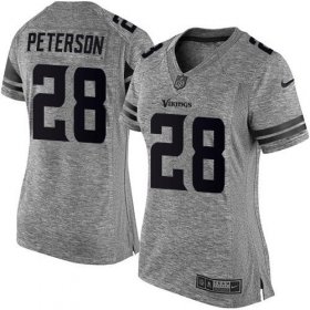 Wholesale Cheap Nike Vikings #28 Adrian Peterson Gray Women\'s Stitched NFL Limited Gridiron Gray Jersey