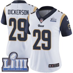 Wholesale Cheap Nike Rams #29 Eric Dickerson White Super Bowl LIII Bound Women\'s Stitched NFL Vapor Untouchable Limited Jersey