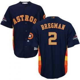 Wholesale Cheap Astros #2 Alex Bregman Navy Blue 2018 Gold Program Cool Base Stitched Youth MLB Jersey