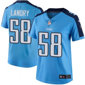 Wholesale Cheap Nike Titans #58 Harold Landry Light Blue Women\'s Stitched NFL Limited Rush Jersey