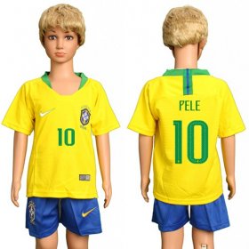 Wholesale Cheap Brazil #10 Pele Home Kid Soccer Country Jersey