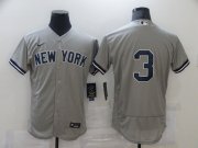 Wholesale Cheap Men's New York Yankees #3 Babe Ruth Grey No Name Stitched MLB Flex Base Nike Jersey
