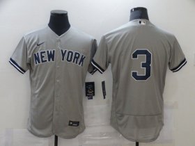 Wholesale Cheap Men\'s New York Yankees #3 Babe Ruth Grey No Name Stitched MLB Flex Base Nike Jersey