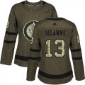 Wholesale Cheap Adidas Jets #13 Teemu Selanne Green Salute to Service Women's Stitched NHL Jersey