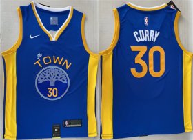 Wholesale Cheap Men\'s Golden State Warriors #30 Stephen Curry Royal Stitched Jersey