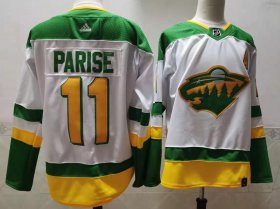 Wholesale Cheap Men\'s Minnesota Wild #11 Zach Parise 2021 White Retro Stitched NHL Jersey