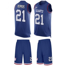 Wholesale Cheap Nike Giants #21 Jabrill Peppers Royal Blue Team Color Men\'s Stitched NFL Limited Tank Top Suit Jersey