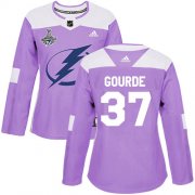 Cheap Adidas Lightning #37 Yanni Gourde Purple Authentic Fights Cancer Women's 2020 Stanley Cup Champions Stitched NHL Jersey