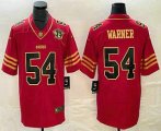 Cheap Men's San Francisco 49ers #54 Bobby Wagner Red 75th Patch Golden Edition Stitched Nike Limited Jersey