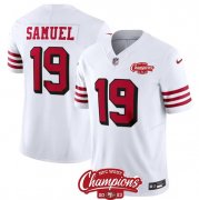 Cheap Men's San Francisco 49ers #19 Deebo Samuel White 2023 F.U.S.E. NFC West Champions Patch Alternate Football Stitched Jersey