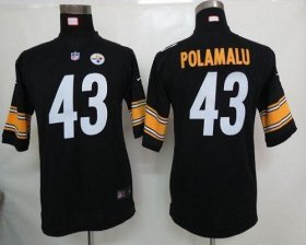 Wholesale Cheap Nike Steelers #43 Troy Polamalu Black Team Color Youth Stitched NFL Elite Jersey