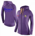 Wholesale Cheap Women's Nike Minnesota Vikings Full-Zip Performance Hoodie Purple_1