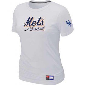 Wholesale Cheap Women\'s New York Mets Nike Short Sleeve Practice MLB T-Shirt White
