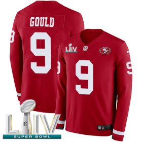 Wholesale Cheap Nike 49ers #9 Robbie Gould Red Super Bowl LIV 2020 Team Color Men\'s Stitched NFL Limited Therma Long Sleeve Jersey