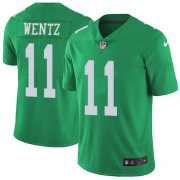 Wholesale Cheap Nike Eagles #11 Carson Wentz Green Men's Stitched NFL Limited Rush Jersey