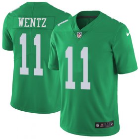 Wholesale Cheap Nike Eagles #11 Carson Wentz Green Men\'s Stitched NFL Limited Rush Jersey