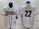 Wholesale Cheap Men's Pittsburgh Steelers #22 Najee Harris White With Patch Cool Base Stitched Baseball Jersey