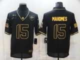 Wholesale Cheap Men's Kansas City Chiefs #15 Patrick Mahomes Black Gold 2020 Salute To Service Stitched NFL Nike Limited Jersey