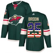 Wholesale Cheap Adidas Wild #25 Jonas Brodin Green Home Authentic USA Flag Stitched NHL Jersey