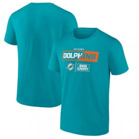 Wholesale Cheap Men\'s Miami Dolphins Aqua x Bud Light T-Shirt
