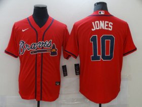 Wholesale Cheap Men\'s Atlanta Braves #10 Chipper Jones Red Stitched MLB Cool Base Nike Jersey