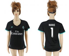 Wholesale Cheap Women\'s Real Madrid #1 Navas Away Soccer Club Jersey